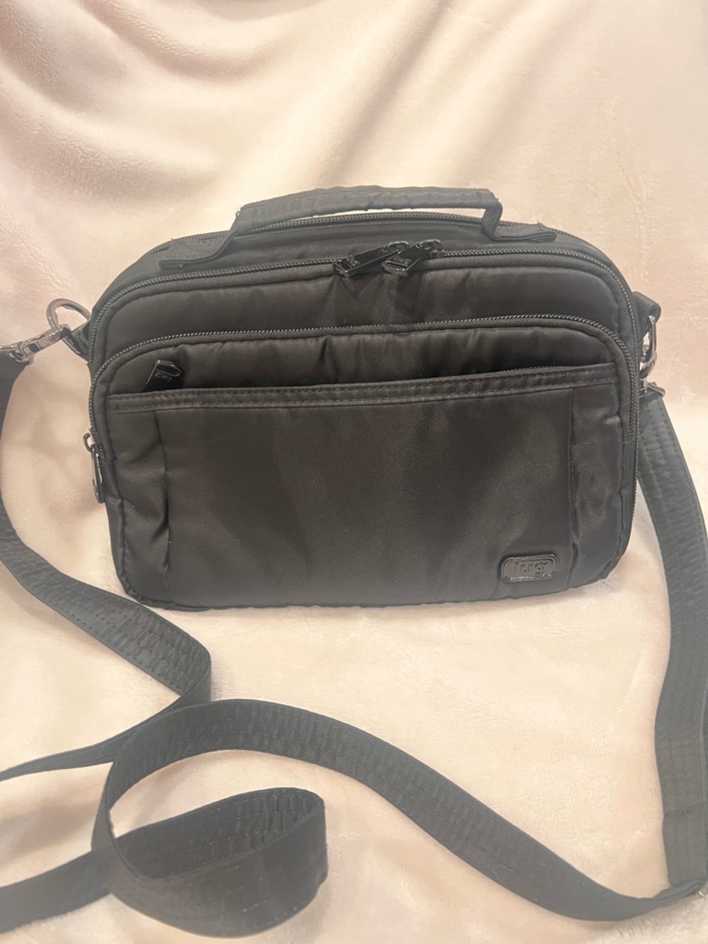 lug Black Scoop Crossbody Bag with Multiple Pockets